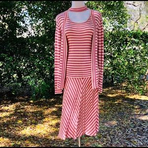 60s VTG Rare Cotton Candy Striped Skirted Suit